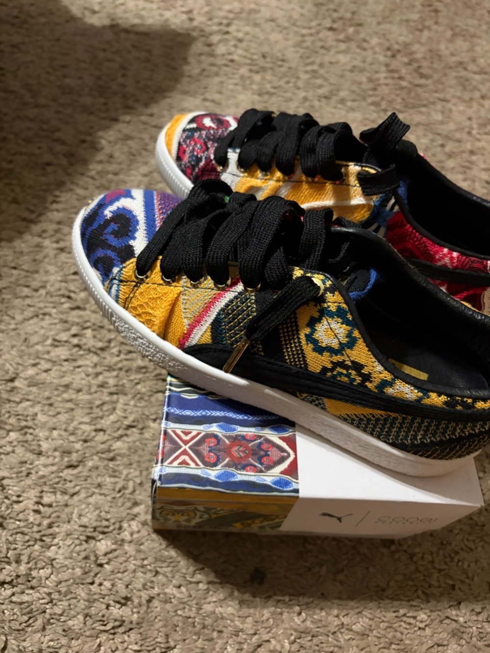 Puma Kids Yellow, Blue & Red Patterned Low-Top Sneakers